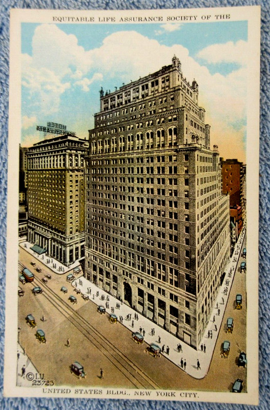 Antique Vintage 1915 Postcard Irving Underhill EQUITABLE LIFE ASSURANCE Bldg NYC