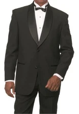  Men's Fashionable Shawl Lapel 2-Button Tuxedo Suit with Pants Black T822