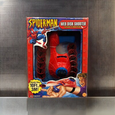 NOS Vtg Spider-Man Web Disk Shooter With 12 Disks Toy Biz Y2K New 2002 Spiderman