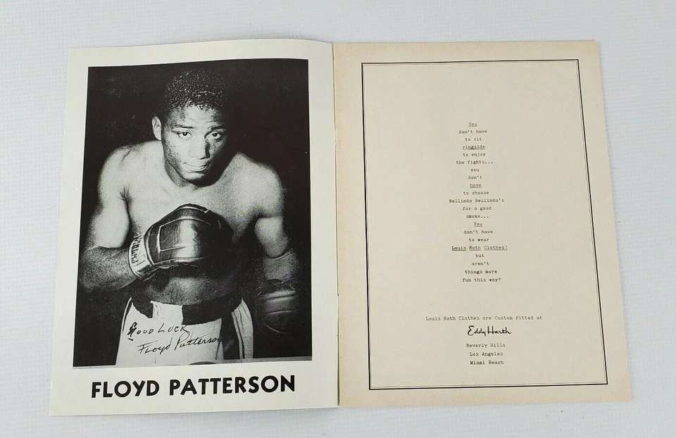 Roy Harris vs Floyd Patterson Vintage Boxing Program No. 4711 1958 Los Angeles - Image 4 of 4
