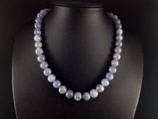 Stone Chain Silver 925 Grey Chalcedony Necklace - Timelessly Elegant & Classic Beautiful