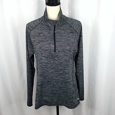Champion Women's 1/4 Zip Pullover Medium Black Marled Lightweight Activewear