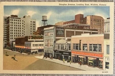 Postcard Wichita Kansas Douglas Avenue Looking East Unposted Linen