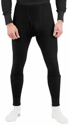 Black Cold Weather Winter Thermals Knit Underwear Bottoms Pants Long Johns