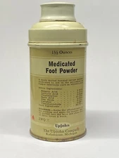 Vtg 1950’s 60’s Upjohn Medicated Foot Powder Tin Kalamazoo Mich 1 1/2 Ounce Can