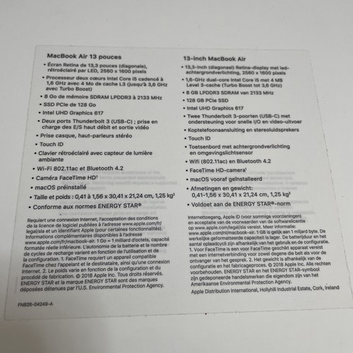 Boite vide Apple MacBook air 13 pouce gold / or A1932 - Afbeelding 6 van 8