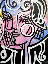 CORBELLIC EXPRESSIONISM 16X20 WAITING WOMAN CUBIST FINE ART HOME INTERIOR DESIGN