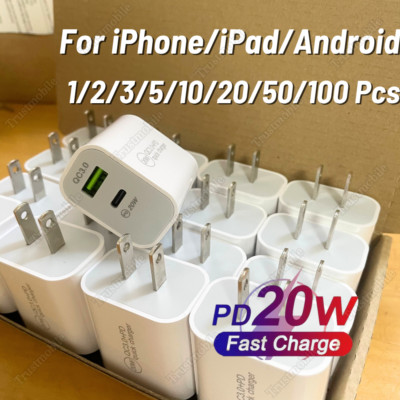Dual Port 20W PD Type C Fast Charger Adapter QC Cube For iPhone iPad Samsung Lot