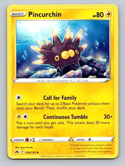 2023 Pokemon Card Crown Zenith Pincurchin 56/159