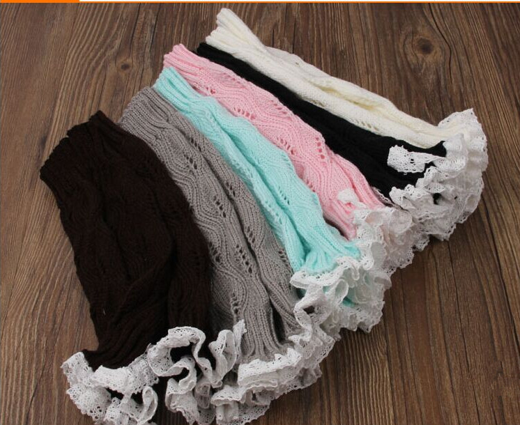 Niños Calentador Pierna Regalos Punto Calcetines Invierno Croché Leggings Encaje