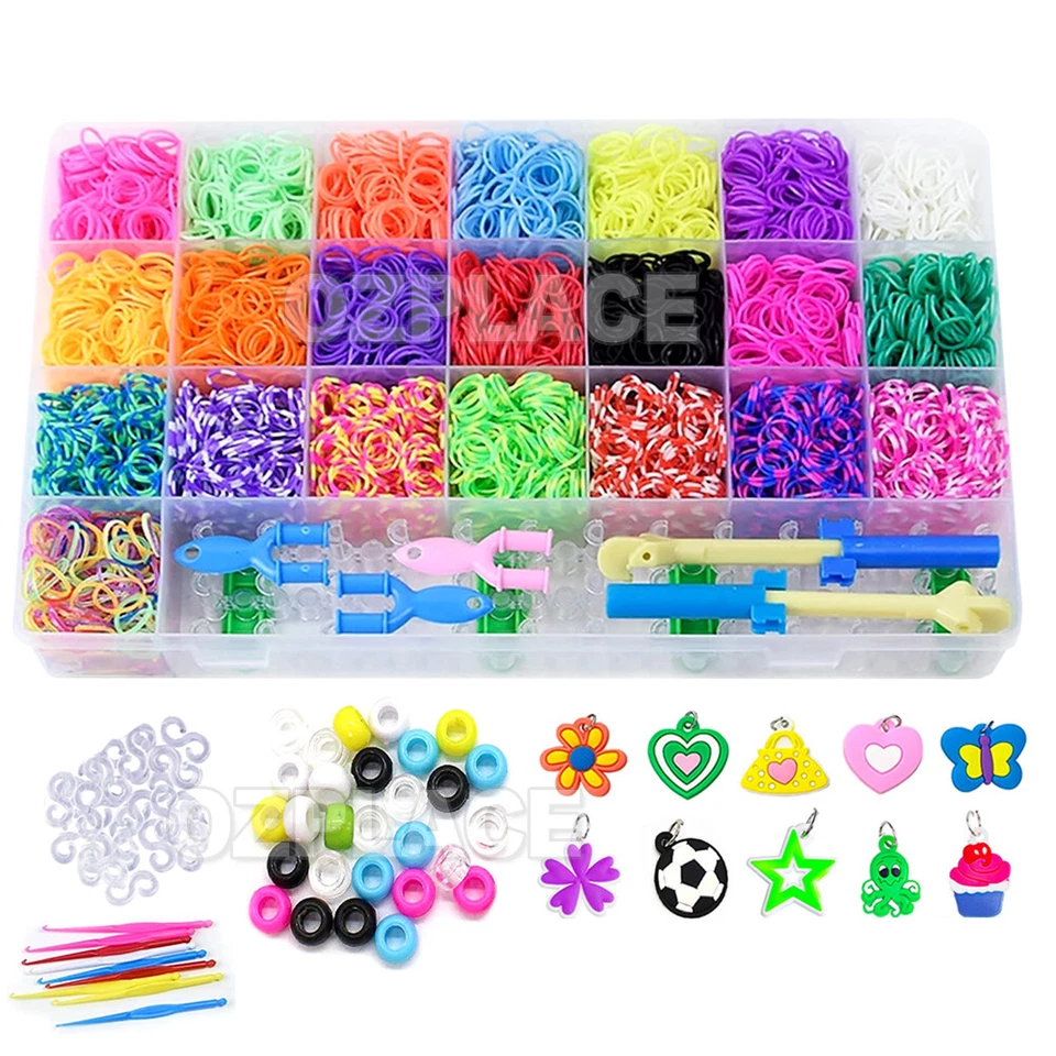 7500pcs Loom Bands Kit Bracelet Mixed Colour Rubber Refill Clip Hook Charms DIY - image 2 of 4