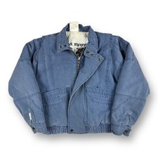 Vintage Urban Equipment Denim Jacket Women Large Blue Cotton Full Zip Pockets