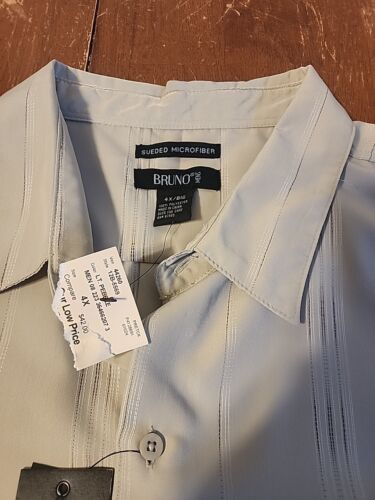 Bruno New York Sueded Short Sleeve Men’s Button Up Shirt, Size 4XLB pocket NWT - 第 3/6 張圖片