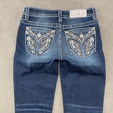 Miss Me Jeans Women 26 28x29 Blue Mid Rise Hailey Skinny Dark Wings