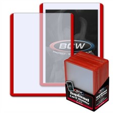25 BCW 3 x 4 Topload Baseball Trading Card Holders RED Border hard protectors