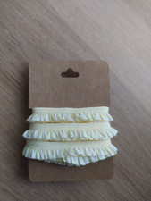 2M - 10mm Cream Pleated Stretch Lace Trim Ribbon Ruffled Elastic Decorative 
