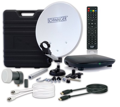 Schwaiger Camping SAT Anlage Set Single LNB Spiegel Receiver HD tauglich