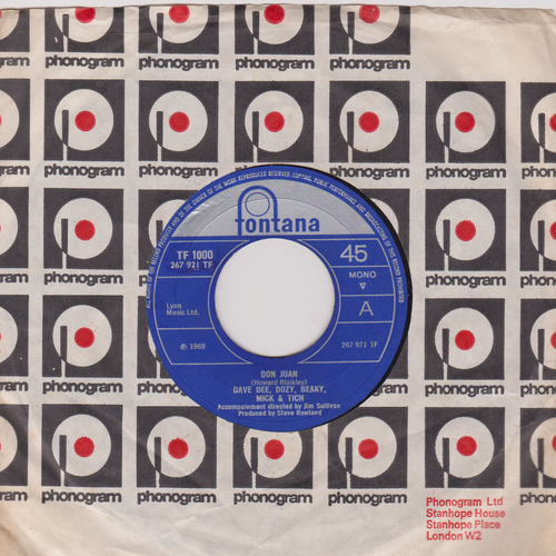 Dave Dee, Dozy, Beaky, Mick & Tich – Don Juan (1969) 7" vinyl single VG jukebox - 第 1/4 張圖片