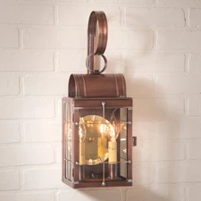 Double Wall Outdoor Wall Lantern Light in Antique Copper or Weathered Brass 