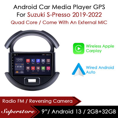 9'' Android 13 CarPlay Auto Car Stereo Head Unit GPS For Suzuki S-Presso 19-22