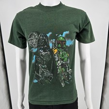 Vintage 1990s Star Wars Darth Vader Boba Fett Green Single Stitch T-Shirt S/M 