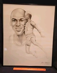 MICHAEL JORDAN Original Drawing Sketch SIGNED Artist Gary Saderup 1992 24 X 20