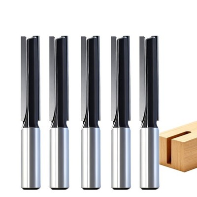 5-Piece Extra Long 2 Inch Straight Router Bit Set, 1/2'' Shank, 1/2'' Dia, Carb...