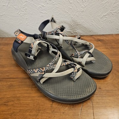 Chaco ZX/2 Classic Sports Hiking Sandal Blue Orange Grey Toe-Loop Size 11 Women