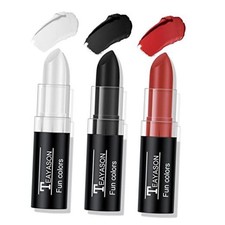 3 Colors White Black Red Face Body Paint Stick, Eye Black 3pcs White/Black/Red