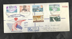 RHODESIA AND NYASA-FDC-1960-KARIBA-REGISTERED-HIGH DENOMS-F-#15