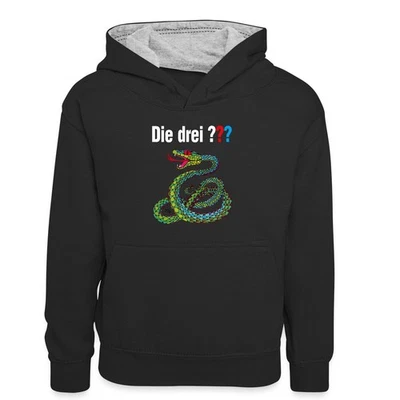 SPREADSHIRT Die Drei Fragezeichen und die singende Schlange Kinder Kontrast-Hoodie