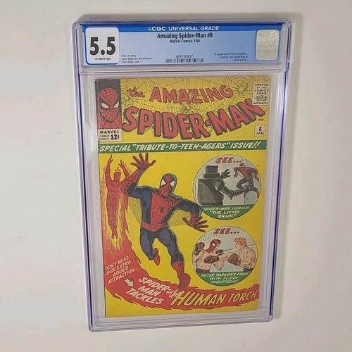 Amazing Spider-Man #8, CGC 5.5 FN-, OWP (Marvel, 1964) 1st Living Brain