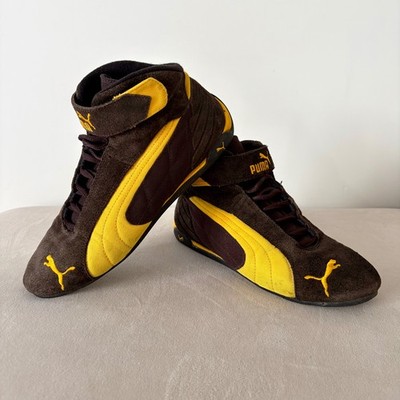 Puma Repli Cat Mid Racing Shoes Suede Brown Yellow Size EUR 41