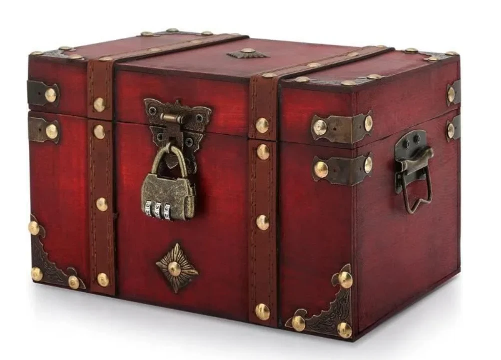 Ancienne Malle En Bois – Coffre De Rangement Vintage – 65x40x51 Cm