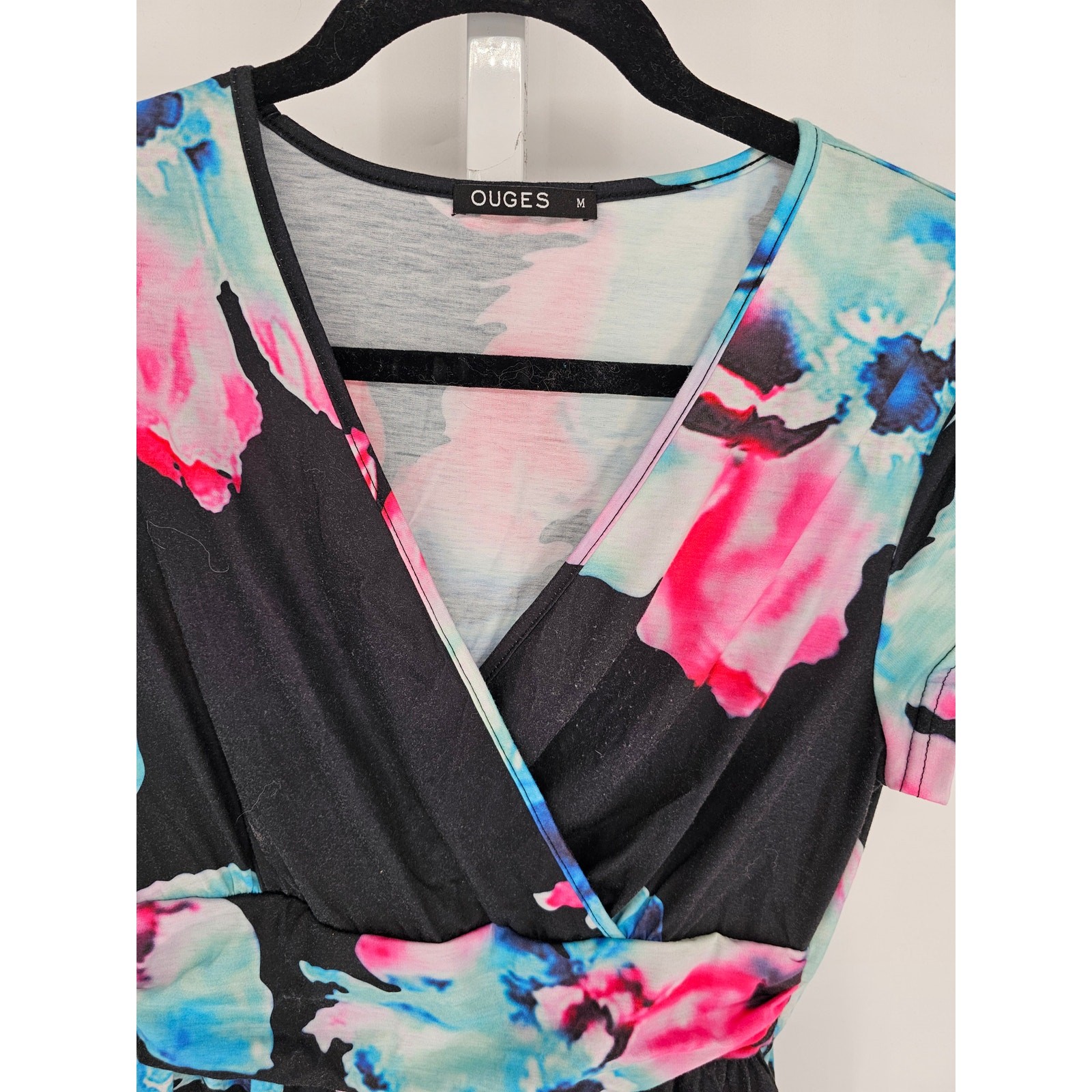 Ouges Women's Short Sleeve Multicolor Floral Wrap… - image 3