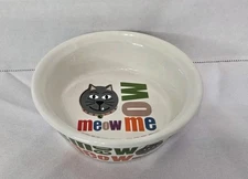 Cat Feeding Round Bowl w/Sayings All Around Design Cat Logo Food Water Bowl