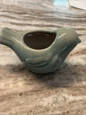 small Dove Succulent Planter Green Crackle Finish 