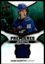 2018-19 Upper Deck Ice Premieres Jerseys Adam Gaudette - Vancouver Canucks