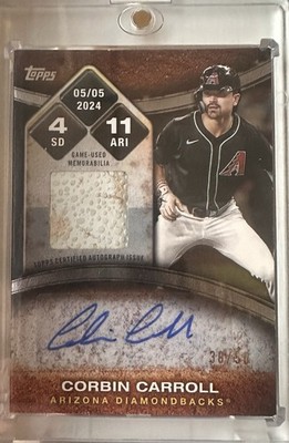 2025 Topps Corbin Carroll Game Used Base Patch Auto /50