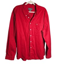Eddie Bauer Men's Red Button Down Shirt XXL 100 Cotton