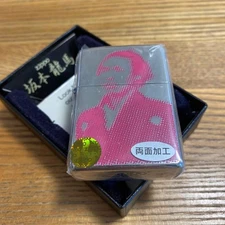 Sakamoto Ryoma Pink Zippo Lighter Double-sided Quote Used Rare
