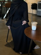 Muslim Women Long Dress Maxi Robe Modest Abaya Dubai Kaftan Evening Gown Elegant