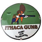 Vintage Ithaca Guns Hunter Porcelain Signs - Hammerless Every Gun Warranted Sign