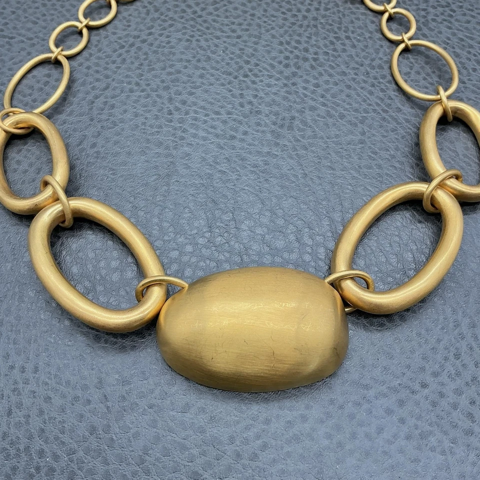 MMA RLM Statement Link Necklace Gold Tone Oval Chain Modern Art Jewelry Women Foto 3 de 4