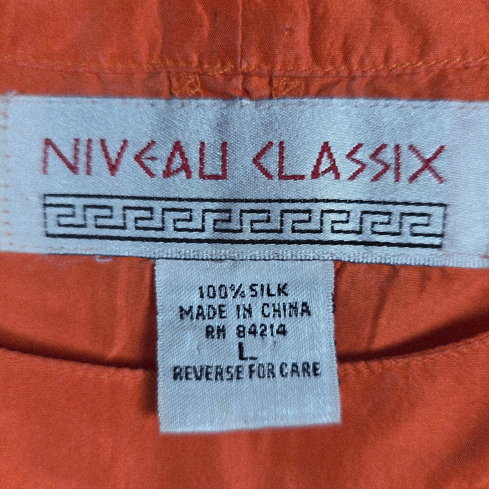 Vintage Niveau Classix 100% Silk Tank Top (L) Shorts (S) Set Orange Women