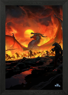 Dragon Dawn Logo Portrait gerahmtes Wandbild Poster Leinwanddruck Bild
