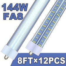 T8 8FT LED Tube Light 144W Single Pin FA8 8 Foot LED Shop Light Bulbs 6500K 12PC
