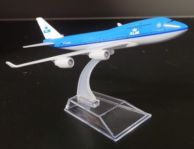 KLM NIEDERLANDE BOEING 747, FLUGZEUG MODELL , 16 CM  , METALL , MIT STÄNDER, NEU