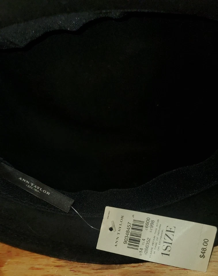 Sombrero Ann Taylor 100 % lana Cloche para mujer talla grande moda diseñador ciudad negro Foto 4 de 4