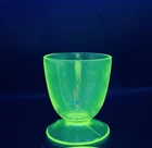 Vintage Green Uranium Federal Depression Glass Footed Juice Cup